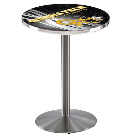 Holland Bar Stool Co 42" Stainless Steel Georgia Tech Pub Table, 36" dia. Top L214S4236GATech-D2